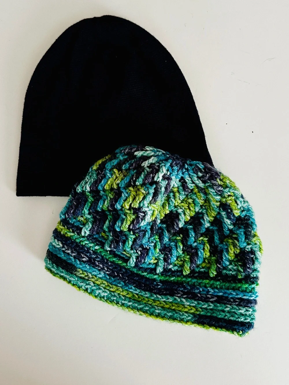 Adult Crochet Hat and Navy Knit Hat